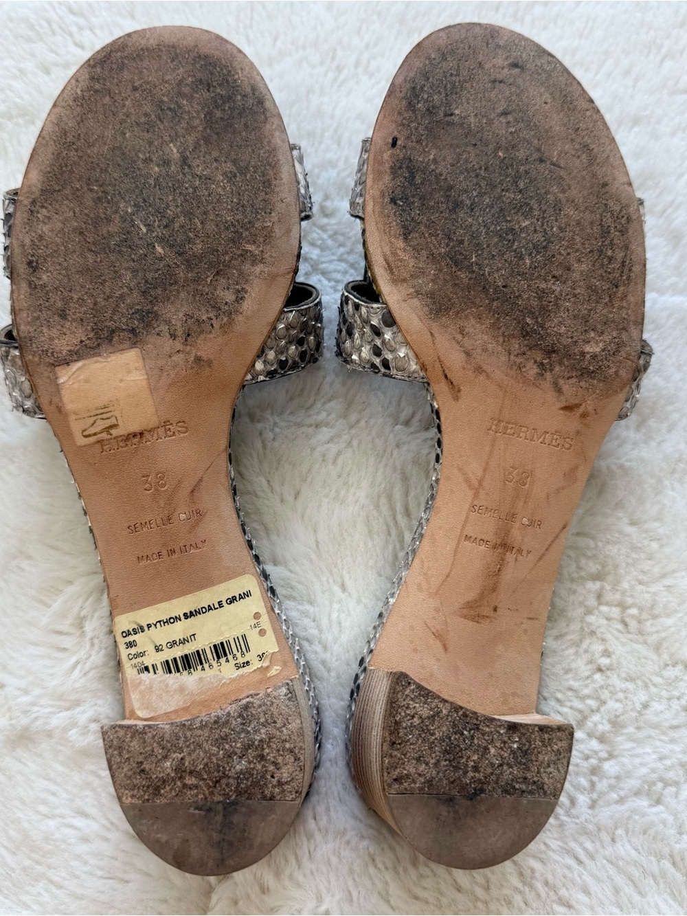 Hermes brown python oasis sandals  women size 38 EU Authentic Retail 3200$ - Picture 5 of 8